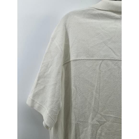 HUGO BOSS Men's Off-White Textured Regular-Fit Button-Up Short Sleeve Shirt SZ L - Picture 6 of 12